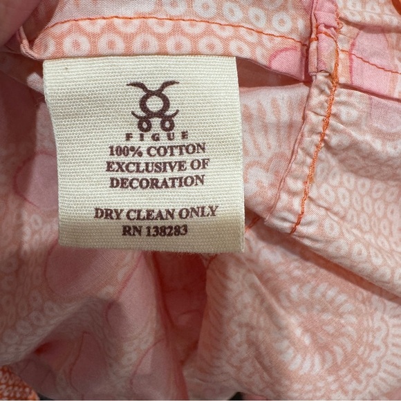 Figue Long Sleeve Cutout Cotton Midi Dress Floral Boho Resort Pink Orange Sz S - Picture 12 of 15